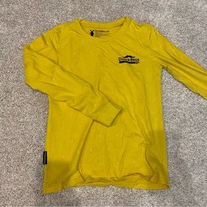 Dutch Bros coffee yellow long sleeve with mustache logo